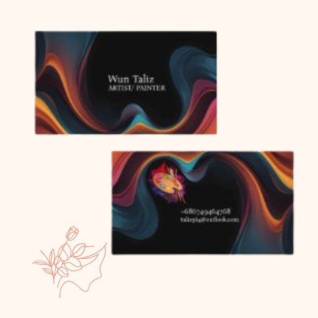  Colourful Black Minimalist Abstract  Artist Business Card (Creator Uploaded)