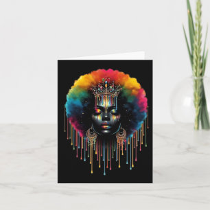 Colourful Black Queen Afro Melanin Dripping Junete Card
