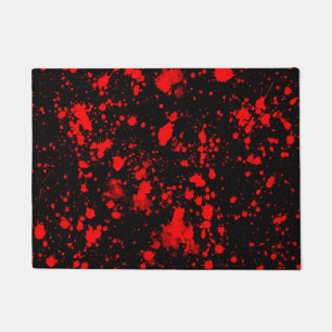 Colourful Black Red Paint Splatter Artistic Splash Doormat