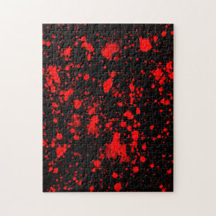 Colourful Black Red Paint Splatter Artistic Splash Jigsaw Puzzle