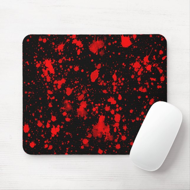 Colourful Black Red Paint Splatter Artistic Splash Mouse Mat (With Mouse)