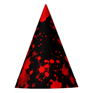 Colourful Black Red Paint Splatter Artistic Splash Party Hat