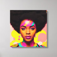 Colourful Black Woman Afro Pop Art