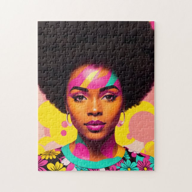 Colourful Black Woman Afro Pop Art Jigsaw Puzzle (Vertical)