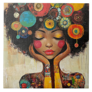 Colourful Black Woman Harmony Tile