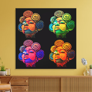 Colourful Black Women Stretched Canvas Print