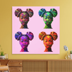 Colourful Black Women Stretched Canvas Print