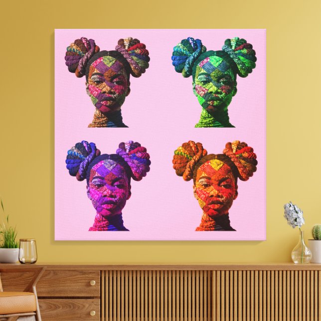 Colourful Black Women Stretched Canvas Print (Insitu(LivingRoom))