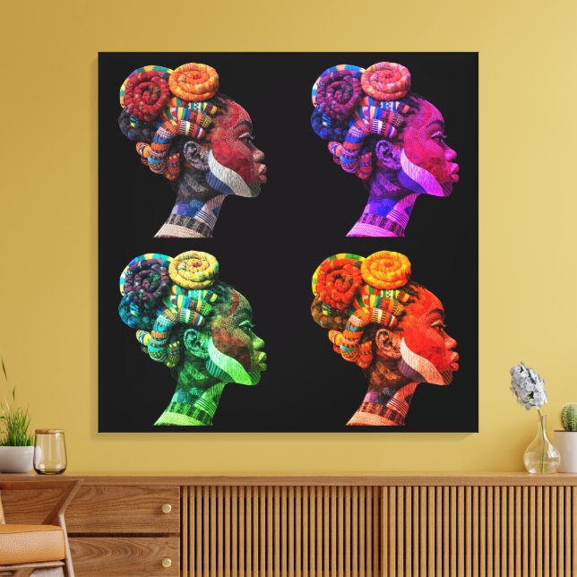 Colourful Black Women Stretched Canvas Print (Insitu(LivingRoom))