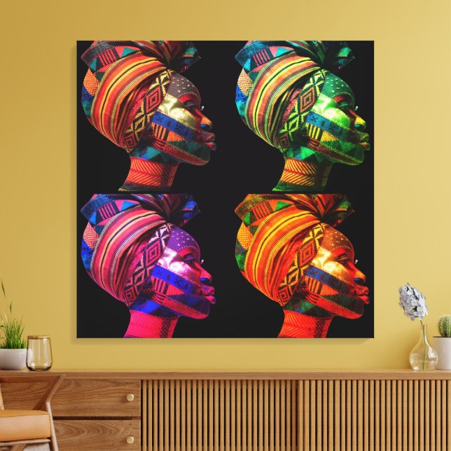 Colourful Black Women Stretched Canvas Print (Insitu(LivingRoom))