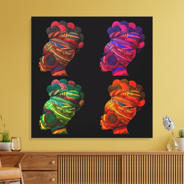 Colourful Black Women Stretched Canvas Print (Insitu(LivingRoom))