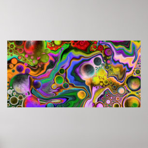 Colourful Blast Fluid Art Digital Pour Painting    Poster