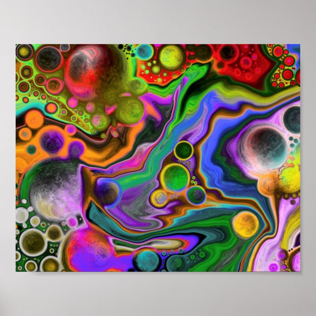 Colourful Blast Fluid Art Digital Pour Painting    Poster (Front)