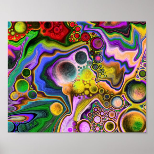 Colourful Blast Fluid Art Digital Pour Painting    Poster (Front)