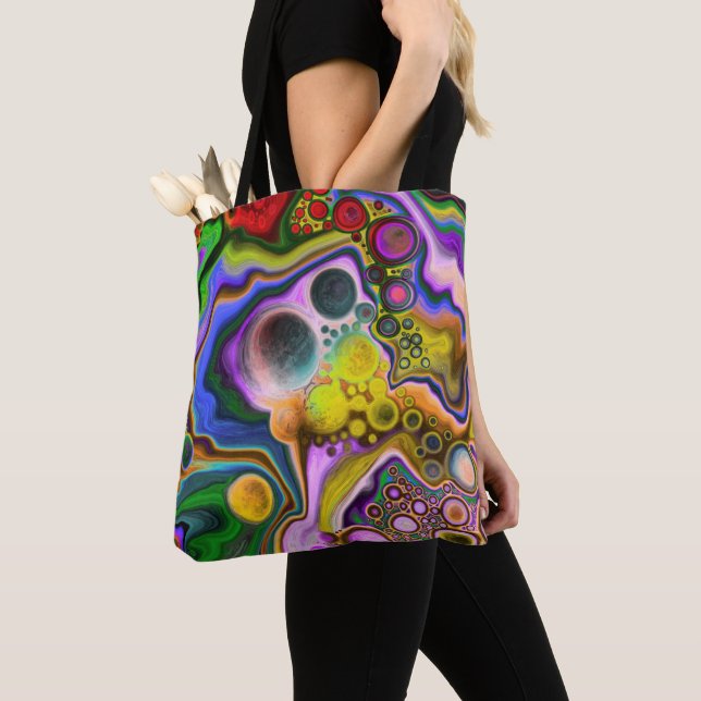 Colourful Blast Fluid Art  Pour Painting    Tote Bag (Close Up)