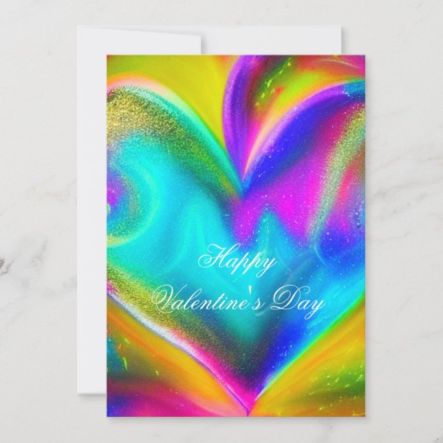 Colourful blended heart kids valentine holiday card (Front)