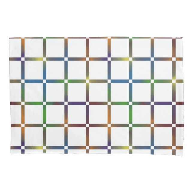 Colourful Blended Rainbow Grid with Negative Space Pillowcase (Front)