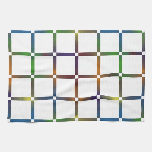 Colourful Blended Rainbow Grid with Negative Space Tea Towel (Horizontal)