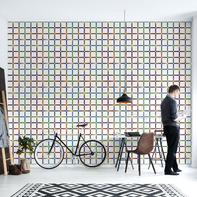 Colourful Blended Rainbow Grid with Negative Space Wallpaper (Living Room)