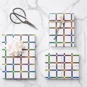 Colourful Blended Rainbow Grid with Negative Space Wrapping Paper Sheet