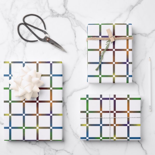 Colourful Blended Rainbow Grid with Negative Space Wrapping Paper Sheet (Front)