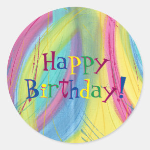 Colourful Blends Happy Birthday Stickers