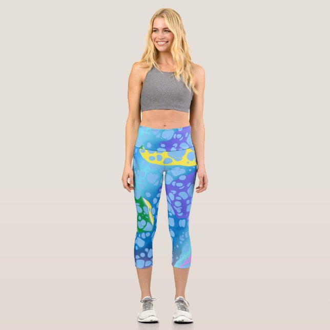 Colourful Blobs Capri Leggings (Front)