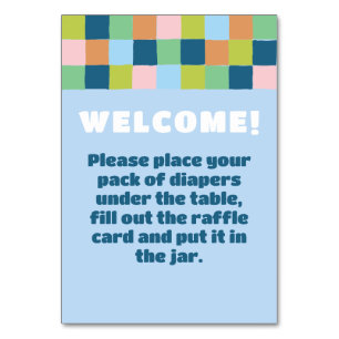 Colourful Block Baby Shower Welcome Sign Table Number