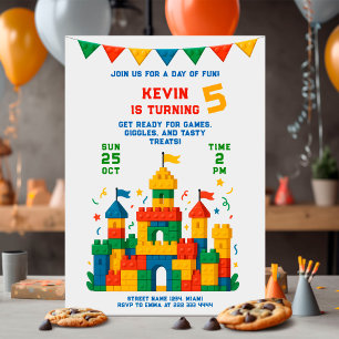 Colourful Block Castle Birthday Invitation