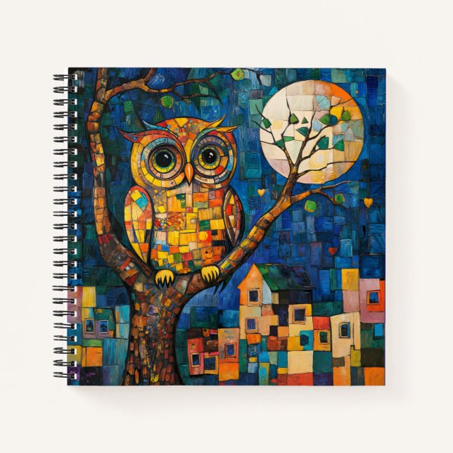 Colourful Block Owl Notebook/Sketchbook  Notebook (Front)