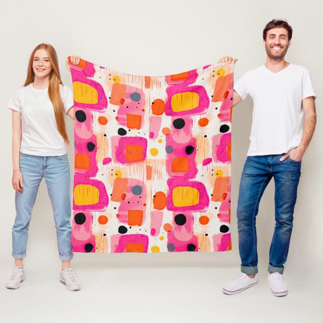 Colourful Blocks Abstract Pattern Fleece Blanket (In Situ)