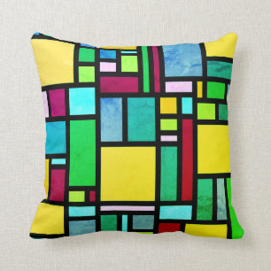 Colourful blocks abstract throw pillow