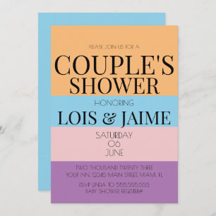 Colourful Blocks Bright Couples Baby Shower Invitation