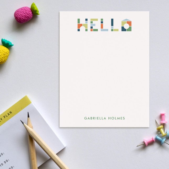 Colourful Blocks Hello Children's Stationery Card (Creator Uploaded)