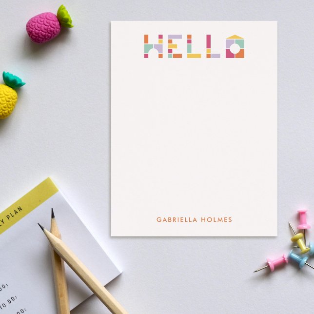 Colourful Blocks Hello Children's Stationery Card (Creator Uploaded)