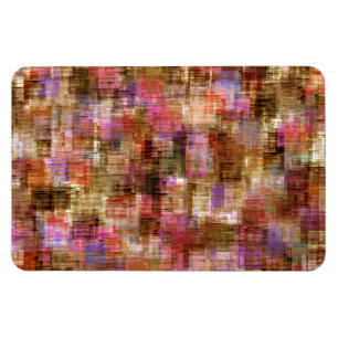 Colourful Blocks Pink Brown Magnet