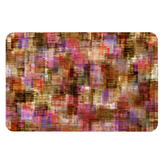 Colourful Blocks Pink Brown Magnet (Horizontal)