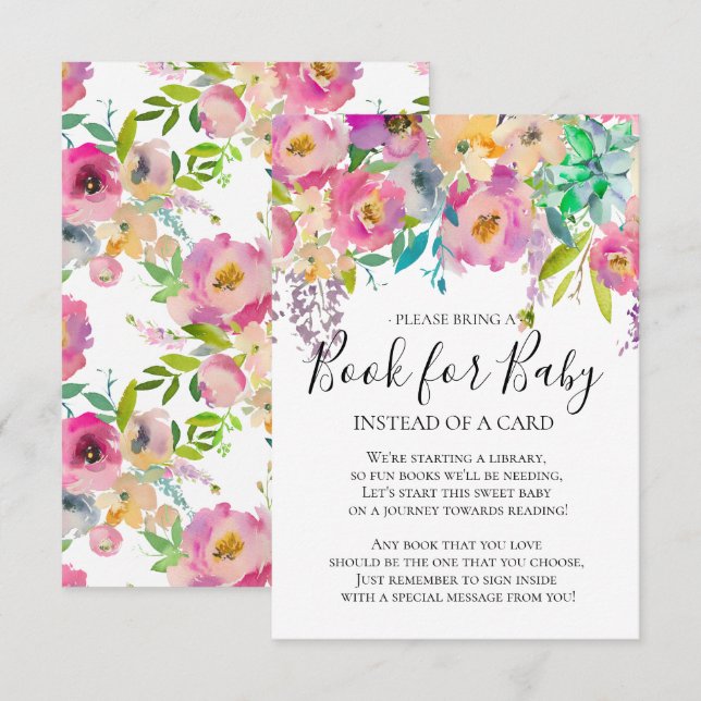Colourful Bloom Floral Baby Shower Book for Baby Invitation (Front/Back)