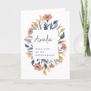 Colourful Blooming Floral Bridesmaid Proposal Card