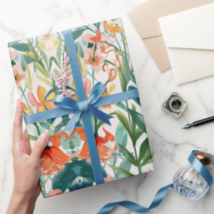 Colourful Blooming Floral Wedding Wrapping Paper
