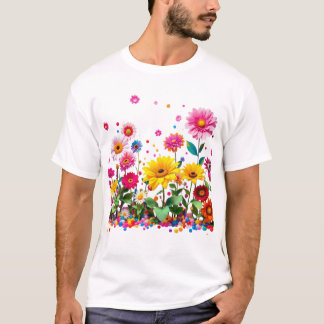 Colourful Blooming Flowers with Vibrant Petals T-Shirt