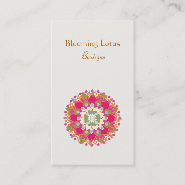 Colourful Blooming Lotus Flower Business Card (Front)