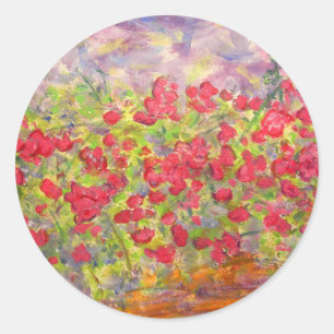 colourful blooming roses classic round sticker