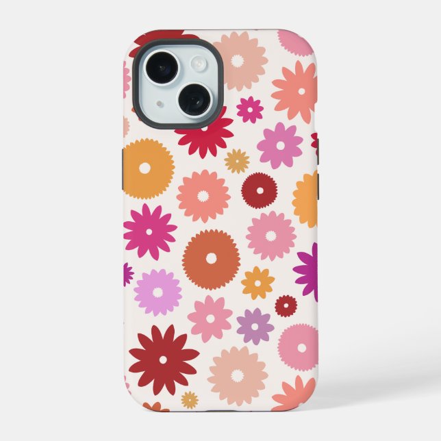 Colourful Blooms Big Pattern iPhone 15 Case (Back)