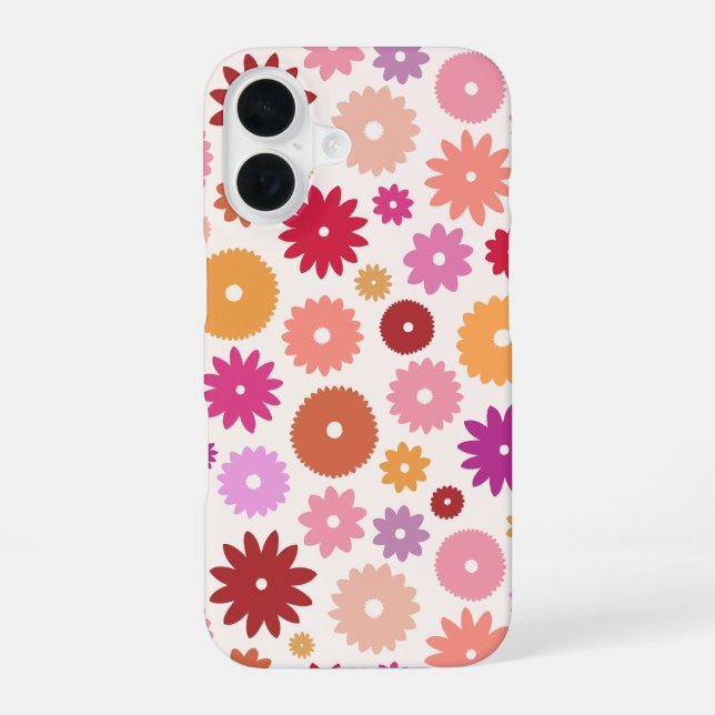 Colourful Blooms Big Pattern iPhone 16 Case (Back)