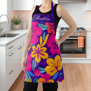 Colourful Blooms-Dopamine Style-Retro Flowers Apron