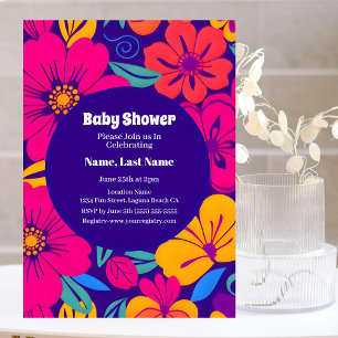 Colourful Blooms-Dopamine Style-Retro Flowers Invitation