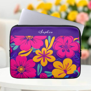 Colourful Blooms-Dopamine Style-Retro Flowers Laptop Sleeve