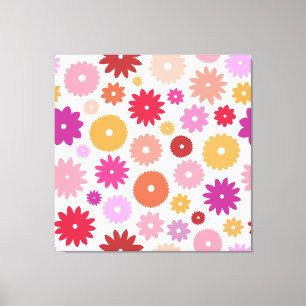 Colourful Blooms Large Pattern Canvas Print