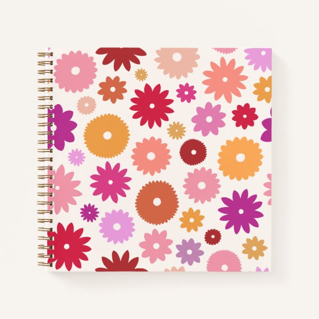 Colourful Blooms Large Pattern Notebook (Front)